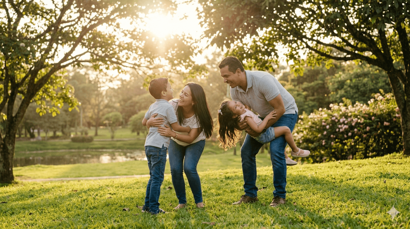 Familia colombiana en un parque